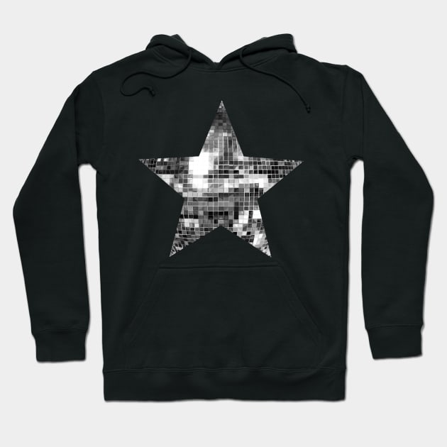 Shiny Silver Disco Ball Star Hoodie by Art by Deborah Camp